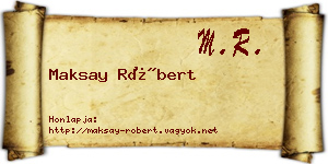 Maksay Róbert névjegykártya